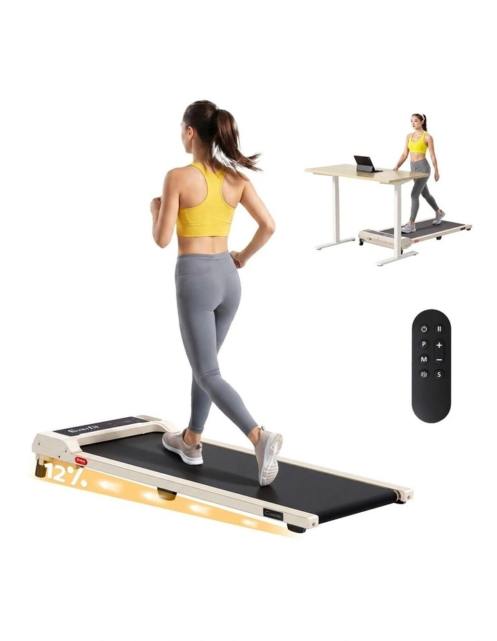 Everfit 3 in 1 Walking Pad Treadmill 12% Incline Under Desk Treadmills for Home Gym 40cmBelt Beige image 3
