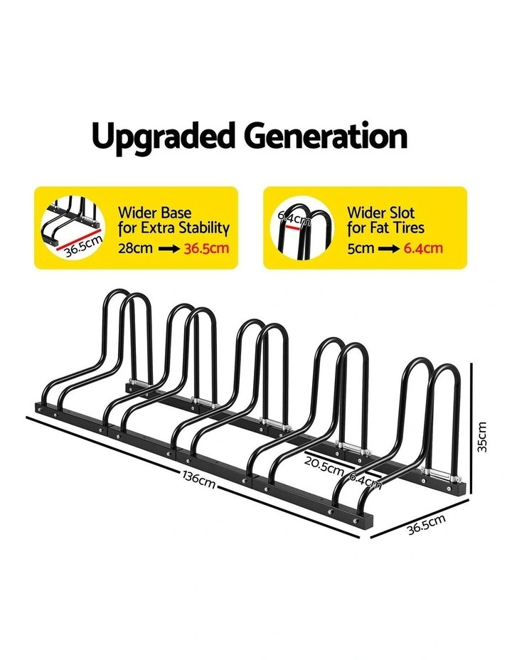 Weisshorn 5 Bike Floor Stand Rack Fits 20-29 MTB Tires for Garage Storage image 2