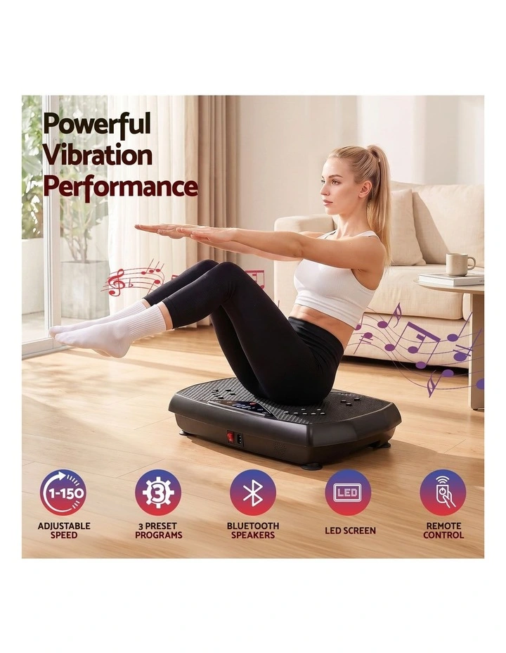 Everfit Vibration Plate Exercise Machine 150 Speed Levels Bluetooth 150kg Capacity Black image 6