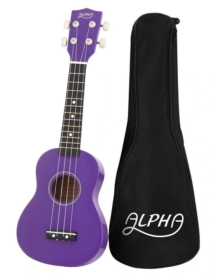 Alpha 21 Inch Ukulele Soprano Beginner Acoustic Small Guitar Kids Strings Purple image 1