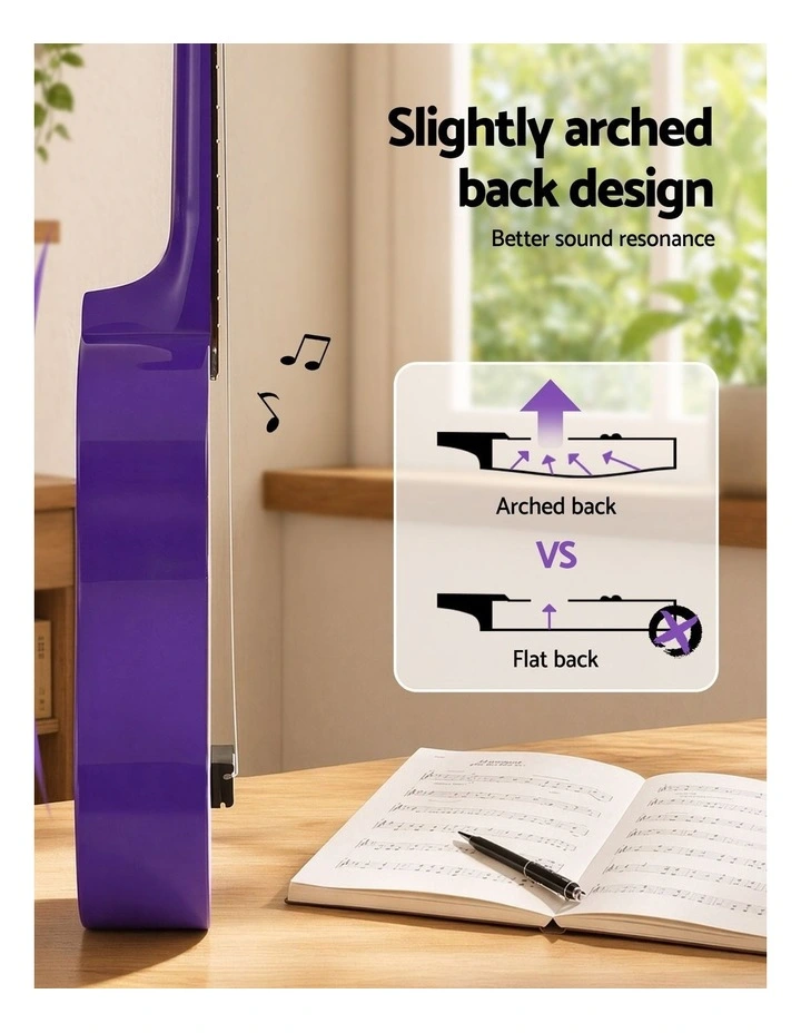 Alpha 21 Inch Ukulele Soprano Beginner Acoustic Small Guitar Kids Strings Purple image 5