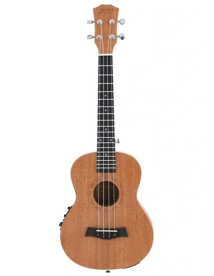 Alpha 26 Inch Solid Mahogany Tenor Ukulele Electric Acoustic EQ System Kit 18 Frets Natural image 3