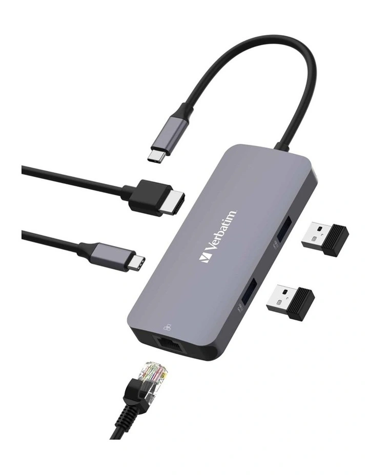 Verbatim USB-C Multiport Hub HDMI RJ45 USB-A C Power Delivery CMH-05 image 1