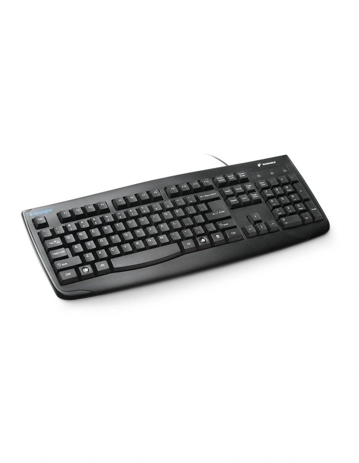 Kensington Washable Wired Keyboard For PC Laptop Black Antimicrobial image 1