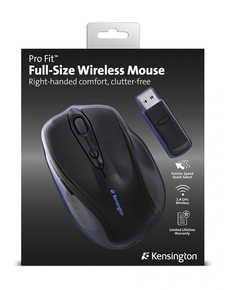 Kensington Pro Fit Wireless Full Size Optical Mouse Right-Handed Black image 5
