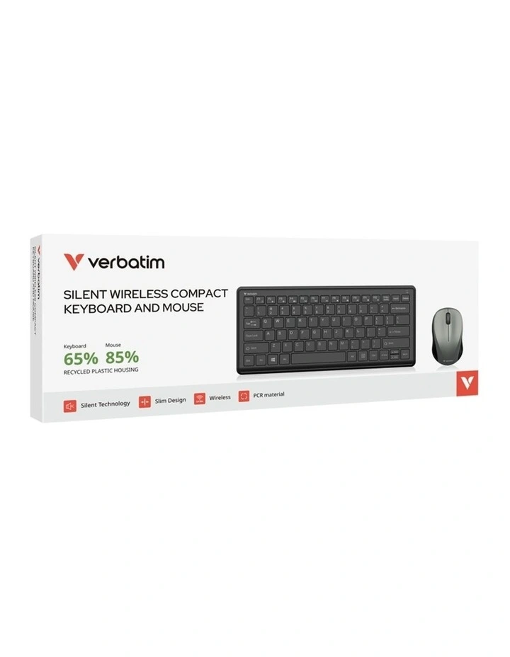 Verbatim Compact Silent Wireless Keyboard and Mouse Combo PCR PC Black image 6