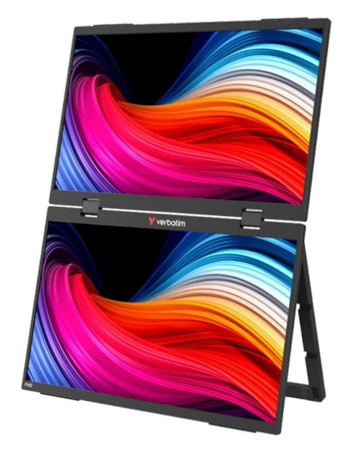 Verbatim Portable Dual Monitors HD 1080p Essentials 15.6 Inch Screen Black image 1