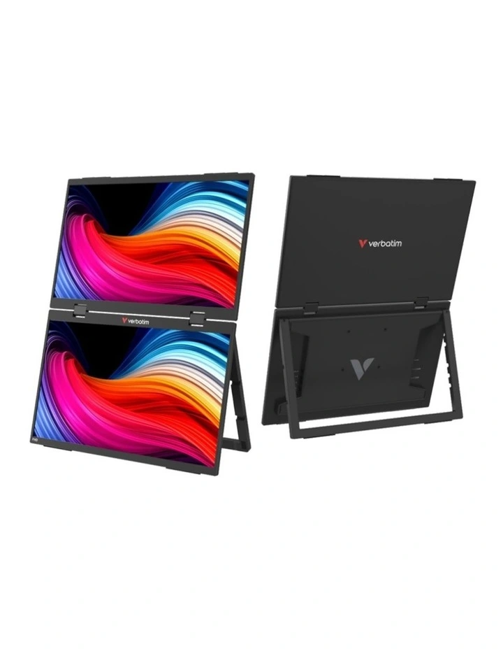 Verbatim Portable Dual Monitors HD 1080p Essentials 15.6 Inch Screen Black image 2