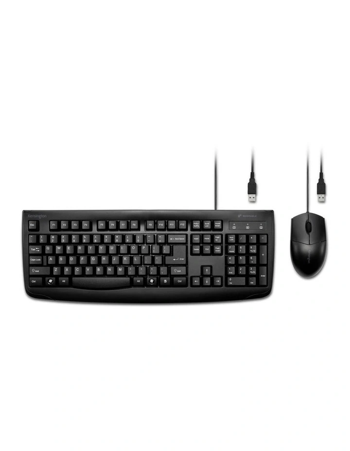Kensington Pro Fit Washable Wired Keyboard And Mouse Set For Desktop Black image 4