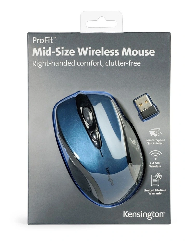 Kensington Pro Fit Wireless Mouse 2.4GHz Mid Size Right-Handed Blue Color 75ml image 7