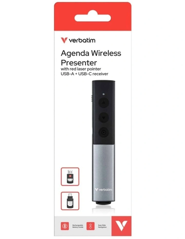 Verbatim Wireless Presenter Laser Dual USB-A and USB-C Receiver Aluminium Alloy image 7