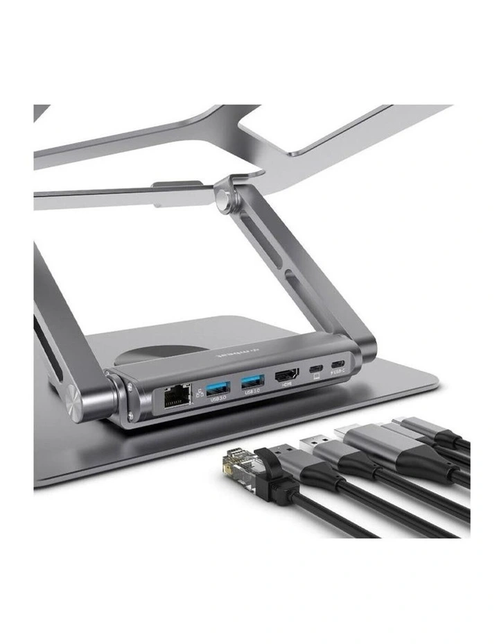 mbeat Stage S12 Rotating Laptop Stand with USB-C Dock - Space Grey image 2