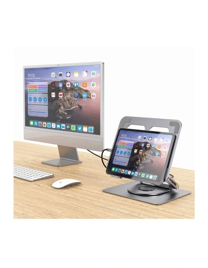 mbeat Stage S12 Rotating Laptop Stand with USB-C Dock - Space Grey image 4