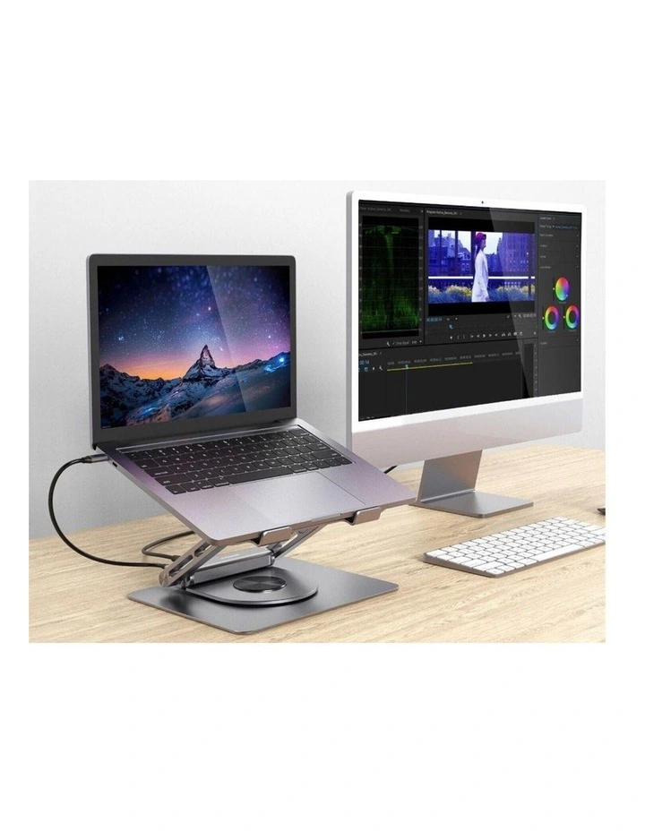 mbeat Stage S12 Rotating Laptop Stand with USB-C Dock - Space Grey image 5