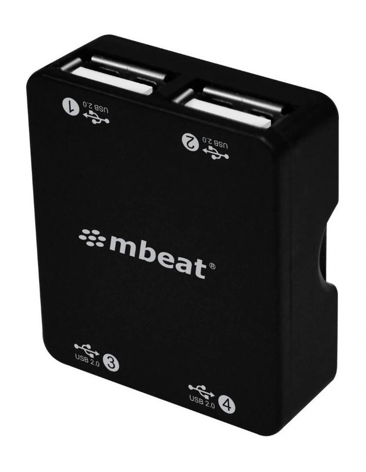 mbeat 4 Port USB 2.0 Hub USB 2.0 Plug and Play - Black image 2