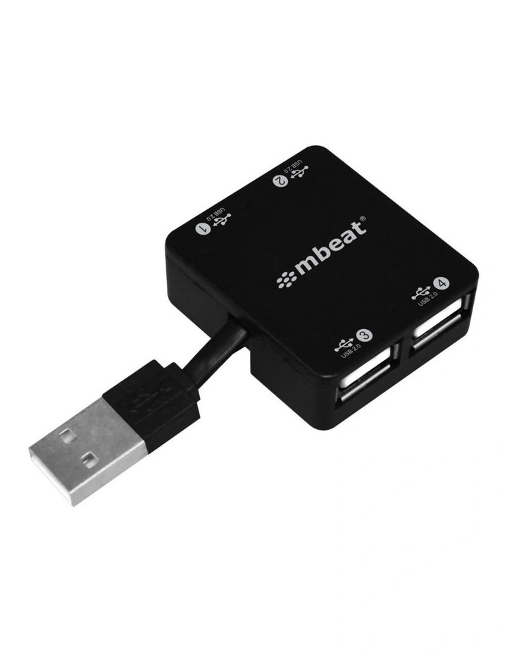 mbeat 4 Port USB 2.0 Hub USB 2.0 Plug and Play - Black image 3