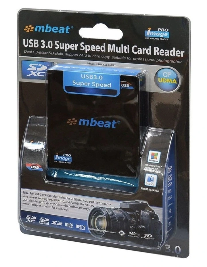 mbeat USB 3.0 Super Speed Multiple Card Reader - Black image 4