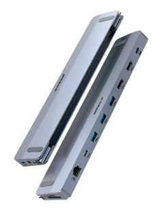 mbeat D12 Multi-Port Dual HDMI 4K/60Hz 100W USB-C PD Dock - Grey