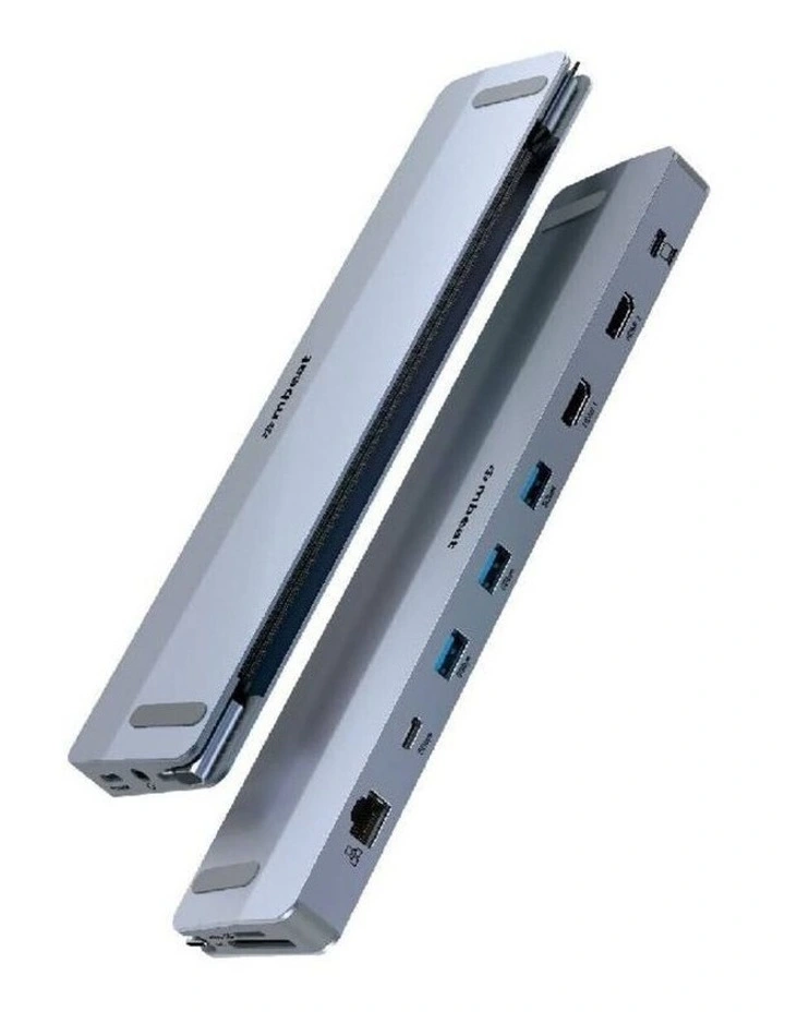 mbeat D12 Multi-Port Dual HDMI 4K/60Hz 100W USB-C PD Dock - Grey image 1