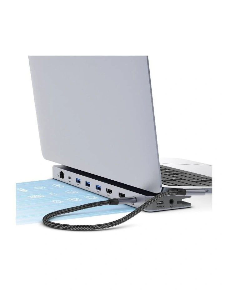 mbeat D12 Multi-Port Dual HDMI 4K/60Hz 100W USB-C PD Dock - Grey image 2
