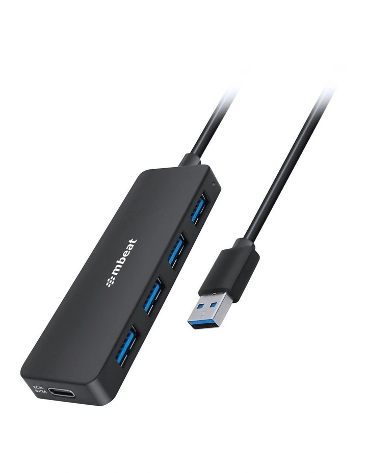 mbeat 4-Port USB 3.0 Hub with USB-C DC Port - Black image 1