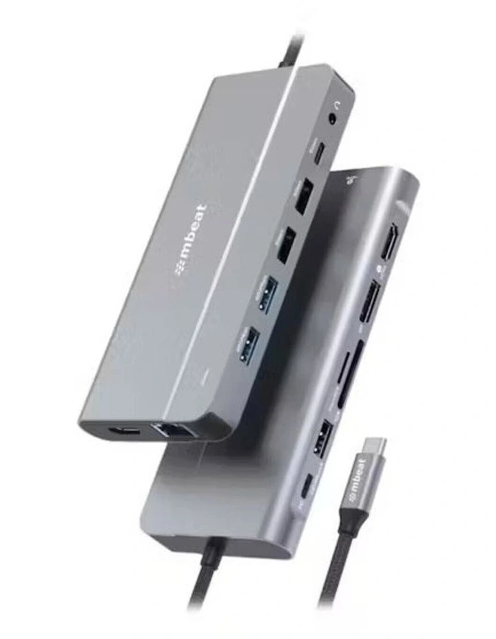 mbeat Elite X14 Triple 4K Display Multi-Port USB-C Hub - Grey image 1