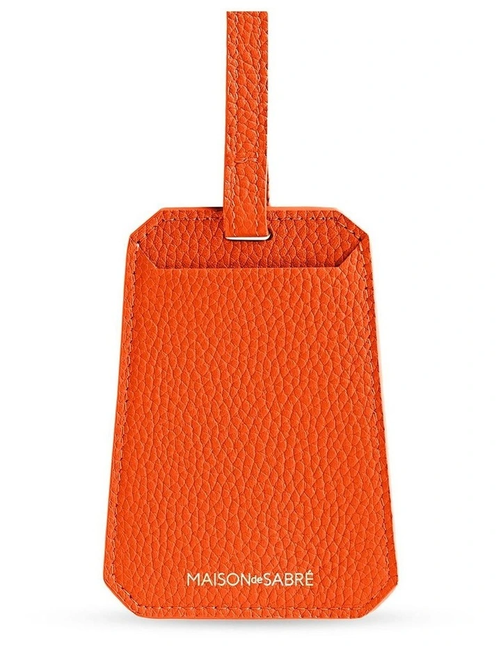 The Leather Luggage Tag in Manhattan Orange image 2