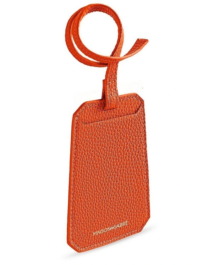 The Leather Luggage Tag in Manhattan Orange image 3