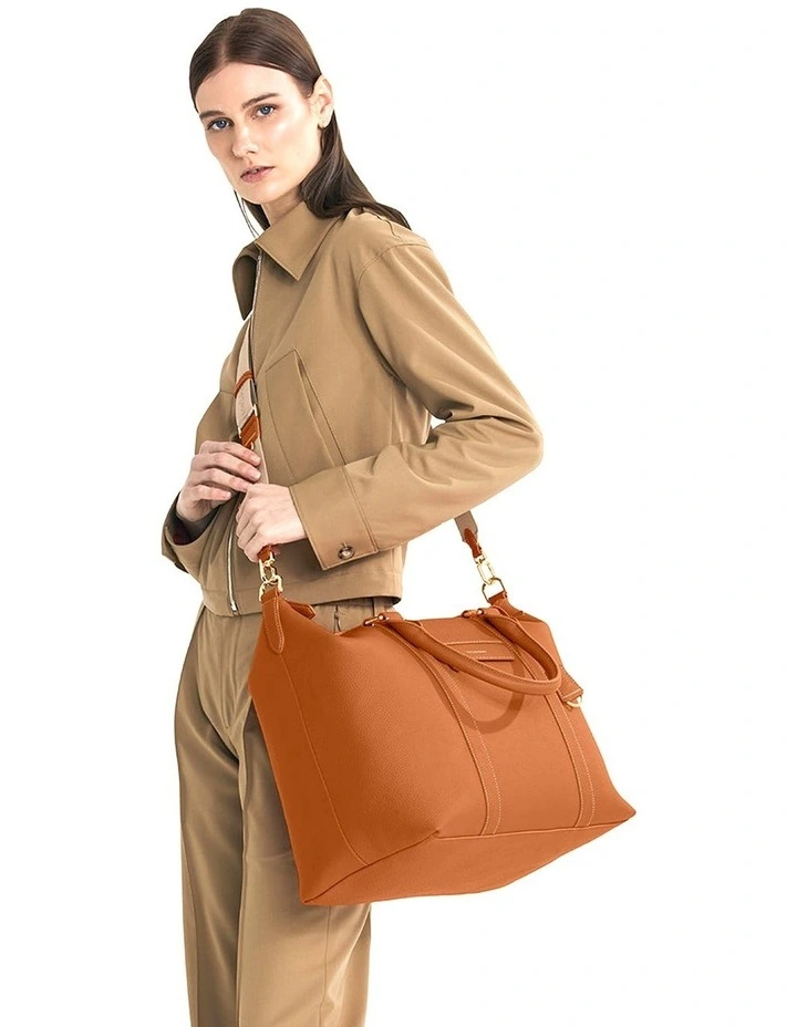 The Leather Weekender in Pecan Brown image 2