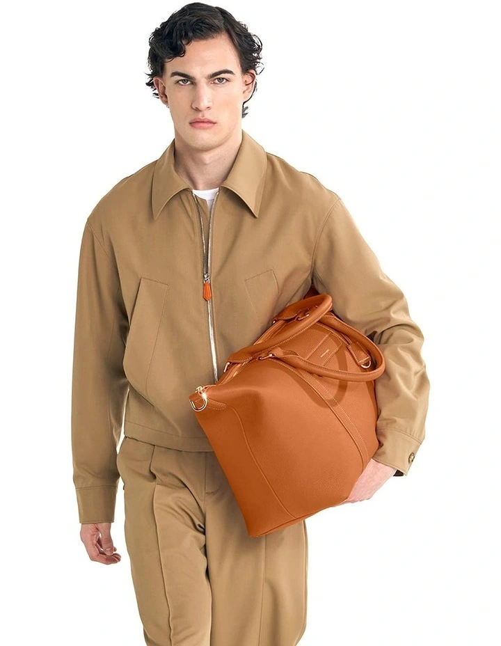 The Leather Weekender in Pecan Brown image 3