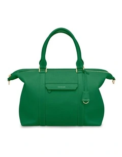 The Leather Weekender in Emerald Green