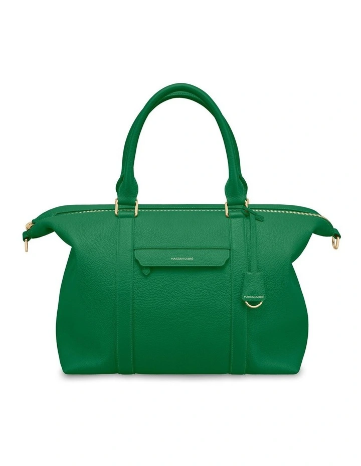 The Leather Weekender in Emerald Green image 1