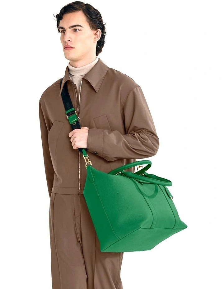 The Leather Weekender in Emerald Green image 2