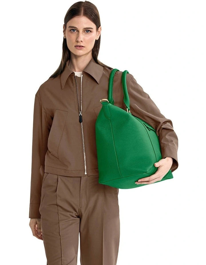 The Leather Weekender in Emerald Green image 3