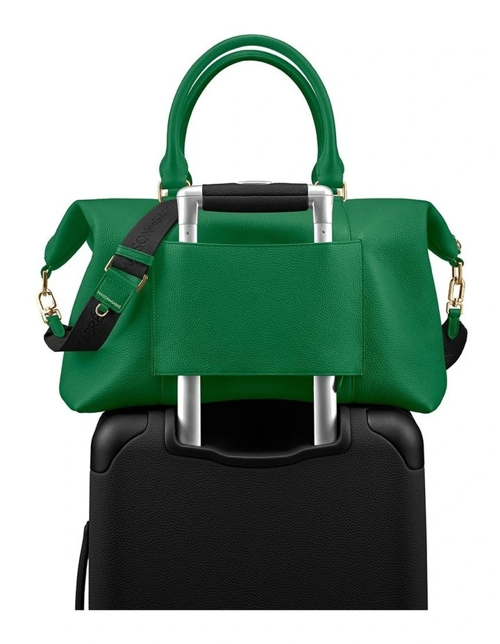 The Leather Weekender in Emerald Green image 5