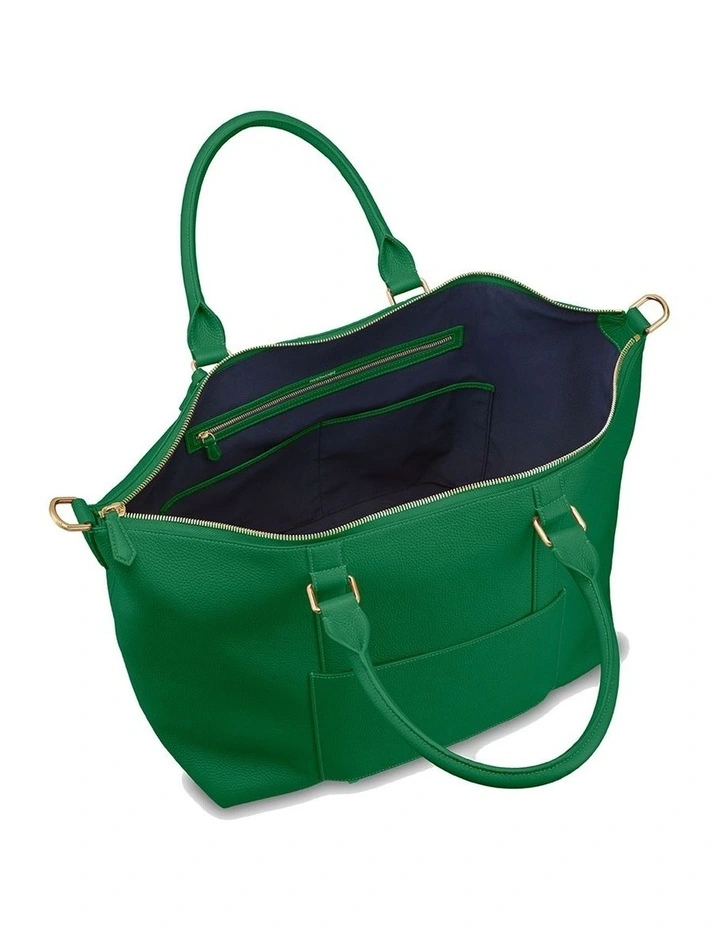The Leather Weekender in Emerald Green image 7