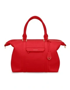 The Leather Weekender in Pomegranate Red