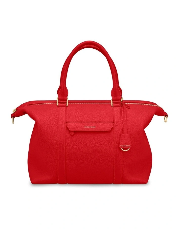 The Leather Weekender in Pomegranate Red image 1