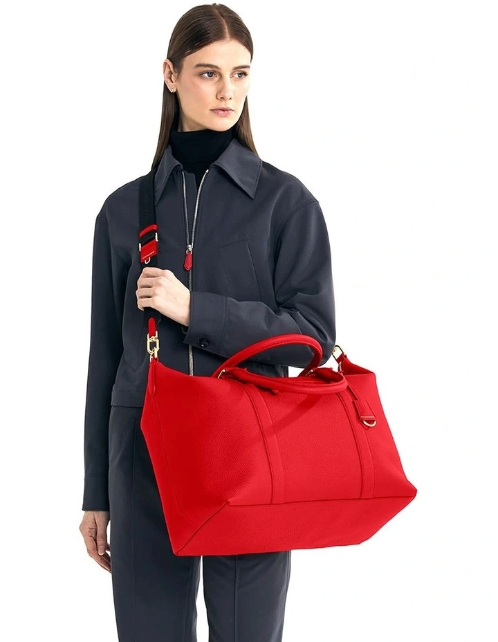 The Leather Weekender in Pomegranate Red image 2