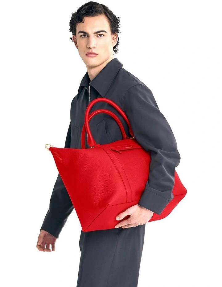 The Leather Weekender in Pomegranate Red image 3