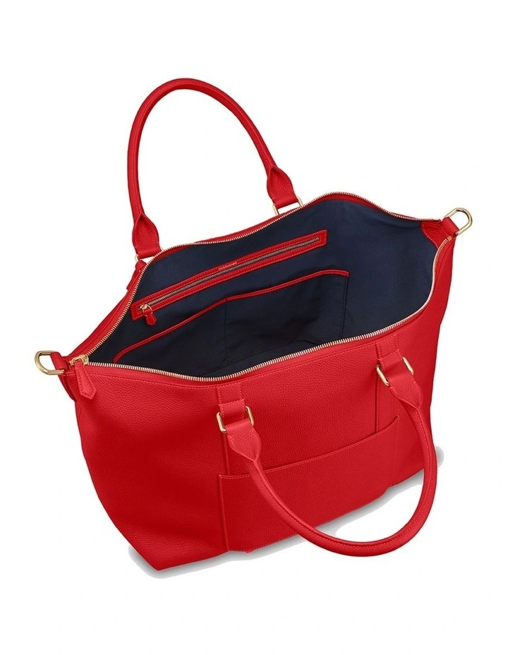 The Leather Weekender in Pomegranate Red image 7