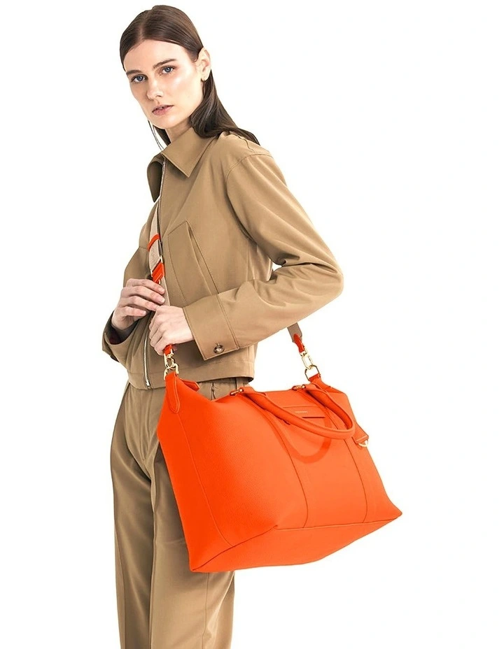 The Leather Weekender in Manhattan Orange image 2