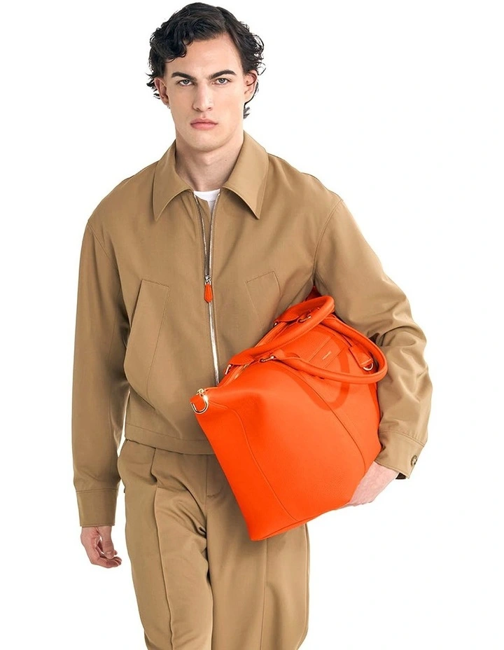 The Leather Weekender in Manhattan Orange image 3