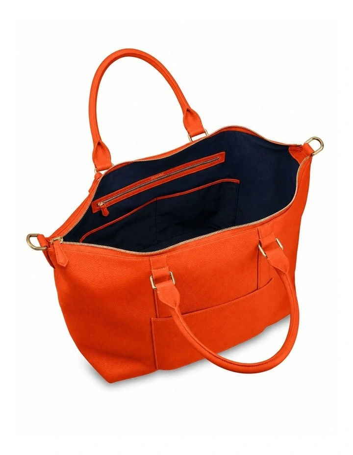The Leather Weekender in Manhattan Orange image 7