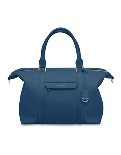 The Leather Weekender in Pacific Blue