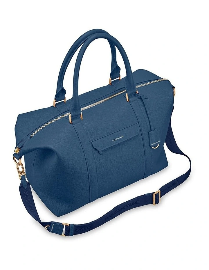 The Leather Weekender in Pacific Blue image 4