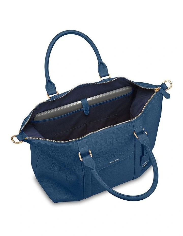 The Leather Weekender in Pacific Blue image 5