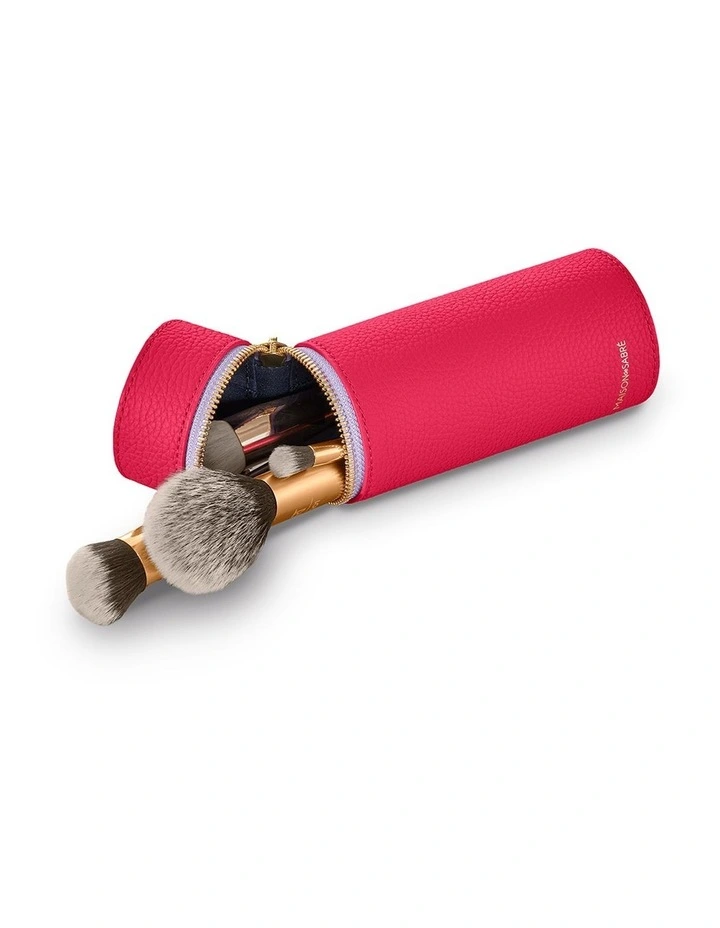 The Leather Brush Case in Fuchsia Lavender image 2