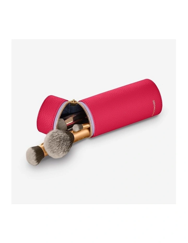 The Leather Brush Case in Fuchsia Lavender image 2