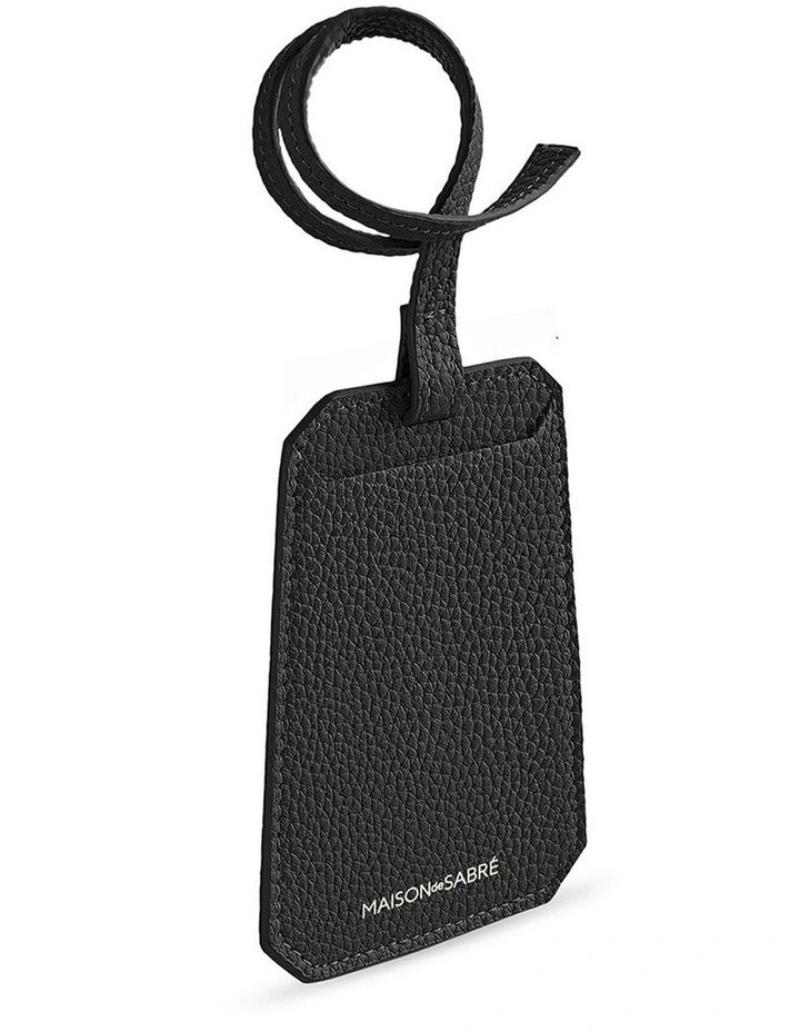 The Leather Luggage Tag in Black Caviar image 3